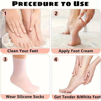 Silicone Moisturizing Foot Socks – Spa-Grade Foot Care for Dry & Damaged Heels Random Colour